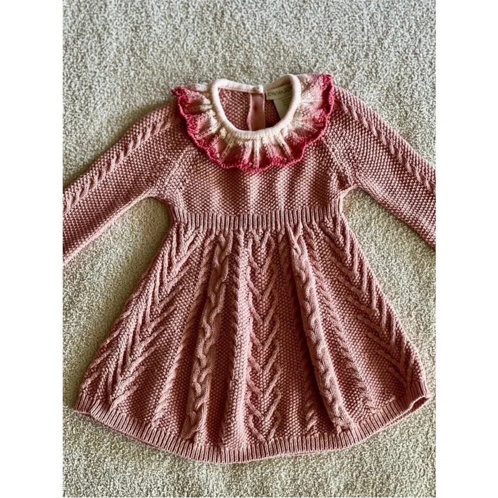 CYNTHIA ROWLEY little girls knit sweater dress blush pink size 6-9 months